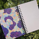 4x6 inches HANDMADE SPIRAL NOTEBOOK: Opal with Cosmos Flowers Acornandcrowstudio