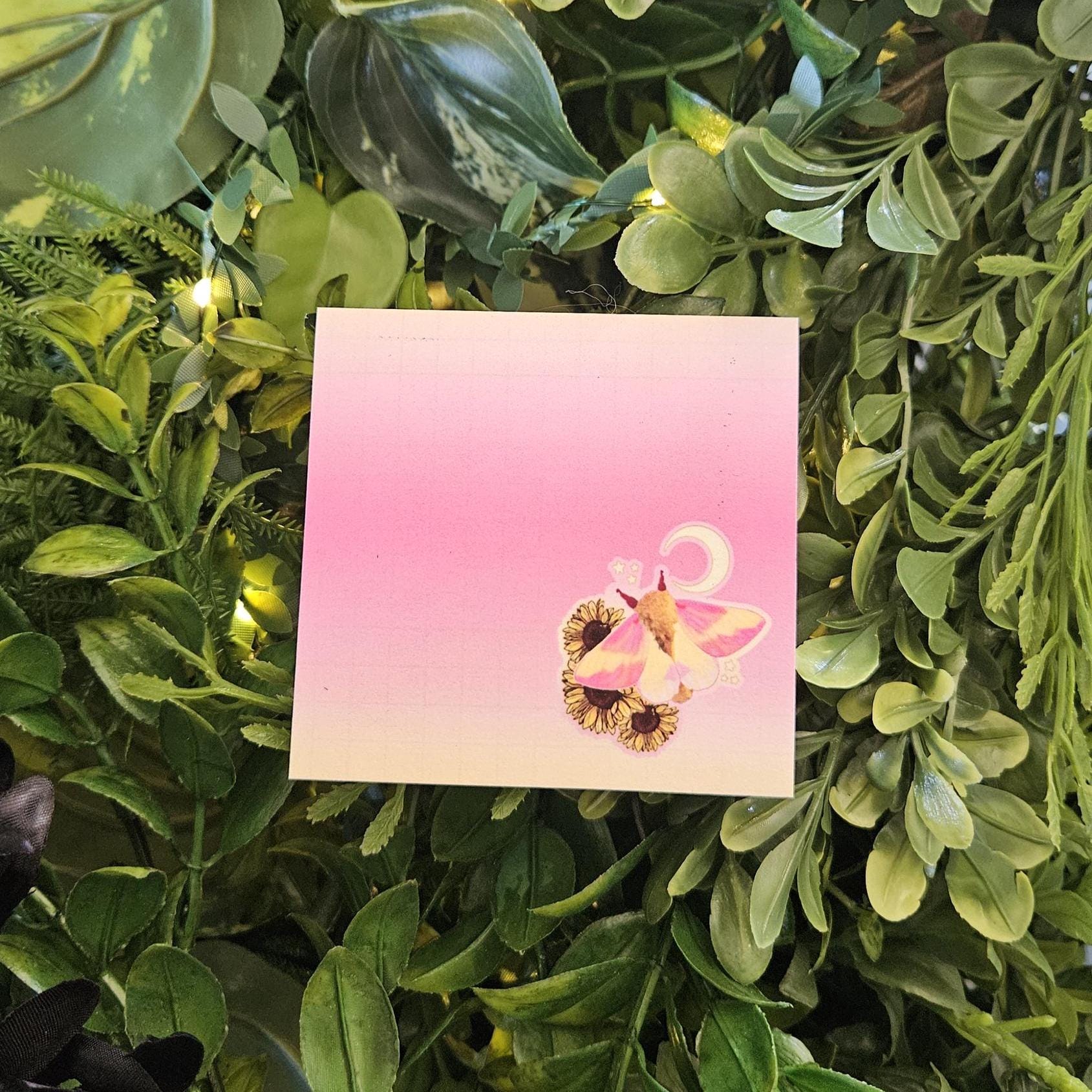 STICKY NOTES: Rosy Maple Moth with Sunflowers