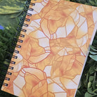 4x6 inches HANDMADE SPIRAL NOTEBOOK: Topaz with Chrysanthemum Flowers Acornandcrowstudio