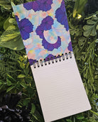 4x5 inches HANDMADE Top Bound SPIRAL NOTEBOOK: Opal with Cosmos Flowers Acornandcrowstudio