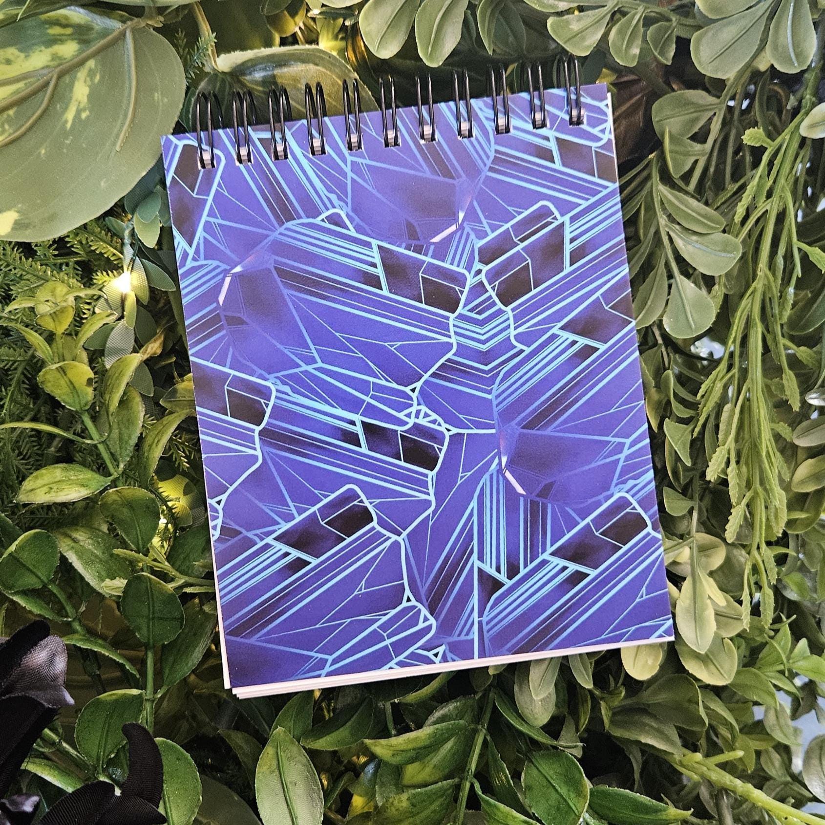4x5 inches HANDMADE Top Bound SPIRAL NOTEBOOK: Tanzanite with Narcissus Flowers
