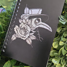 4x6 inches HANDMADE SPIRAL NOTEBOOK: Plague Doctor with Roses Acornandcrowstudio