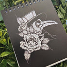 4x5 inches HANDMADE Top Bound SPIRAL NOTEBOOK: Plague Doctor with Roses Acornandcrowstudio