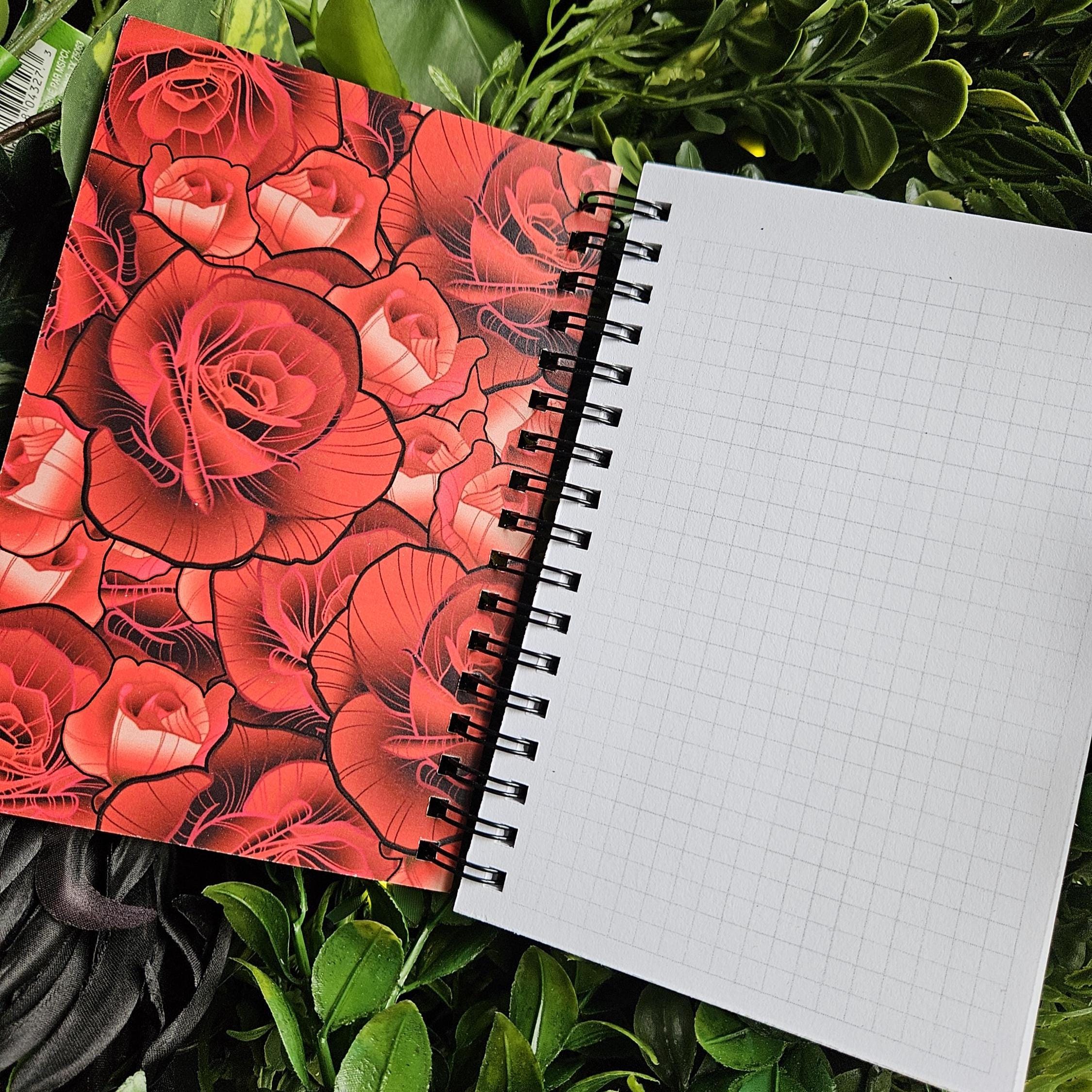 4x6 Handmade Spiral NOTEBOOK: Tired of Your Shit with Red Roses Coffin