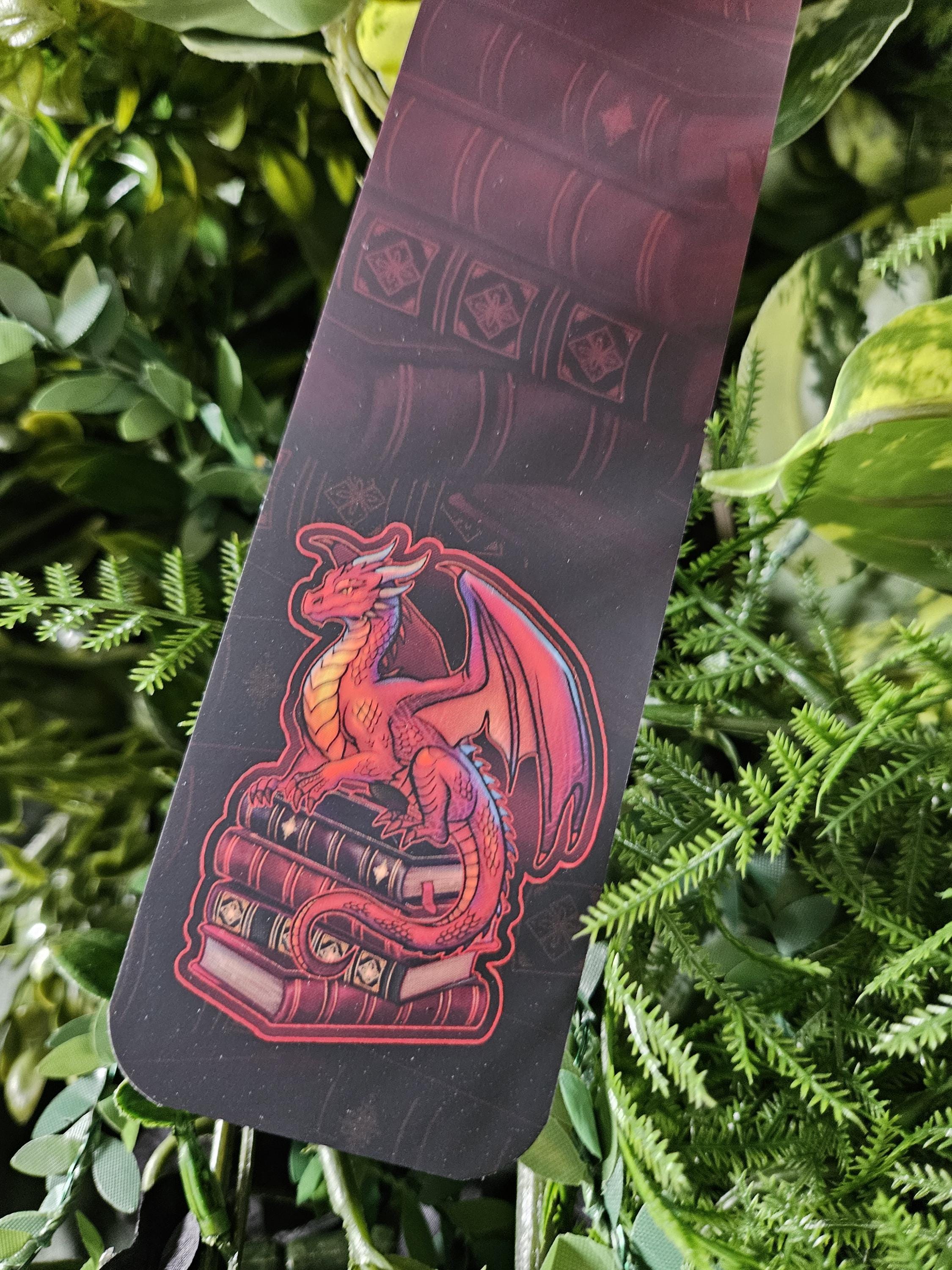BOOKMARK: Gideon the Red Book Dragon Acornandcrowstudio