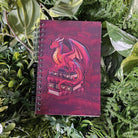 4x6 inches HANDMADE Spiral Notebook: Gideon the Red Book Dragon Acornandcrowstudio