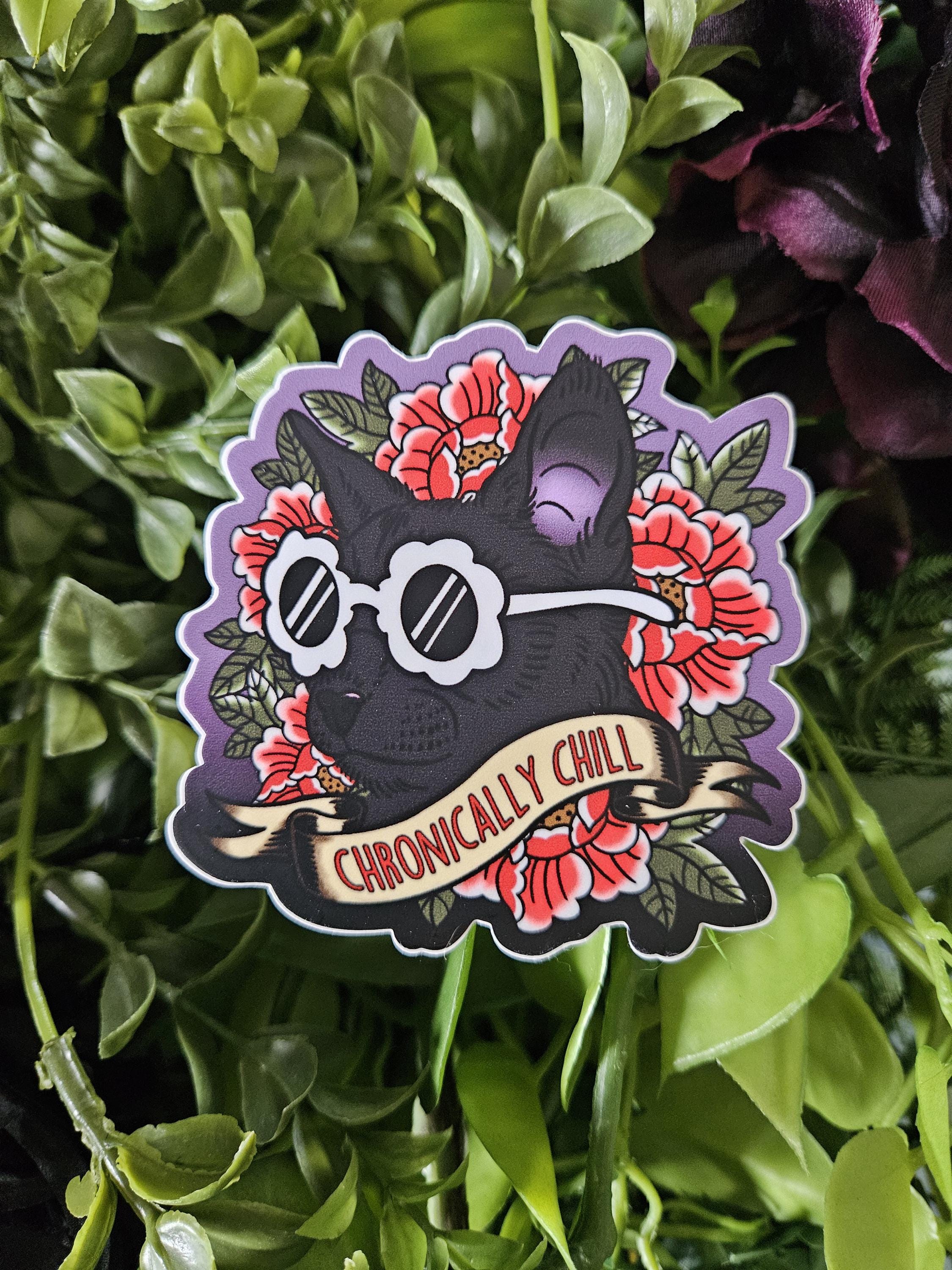MATTE STICKER: Chronically Chill Cat Acornandcrowstudio