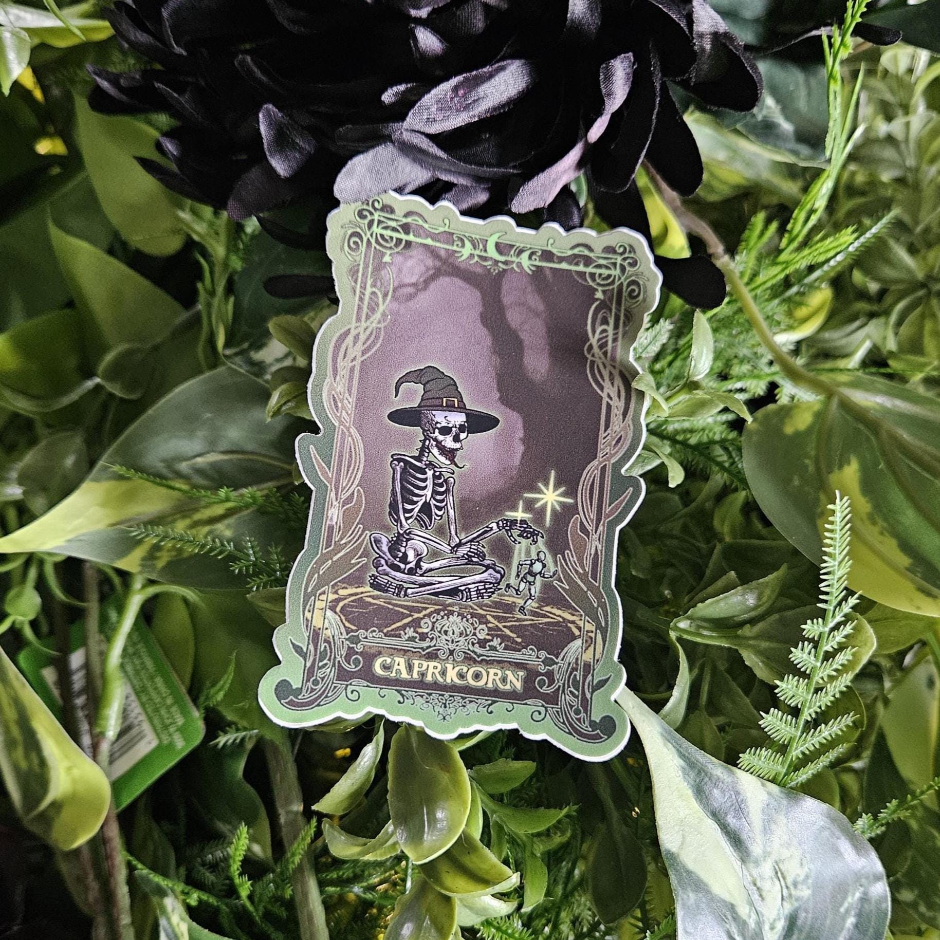 MATTE STICKER: CAPRICORN Zodiac Tarot Card Style Art Acornandcrowstudio
