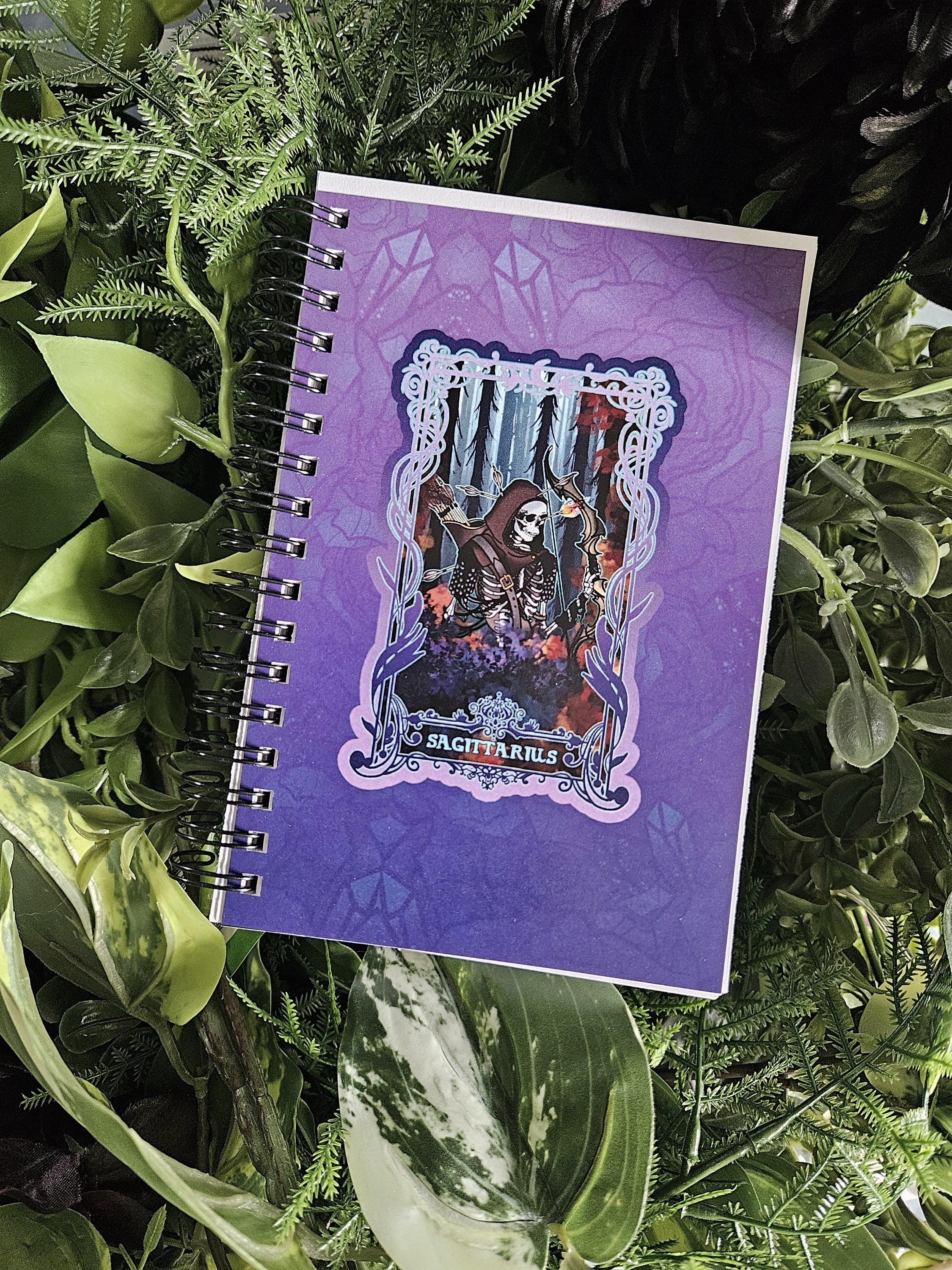 4x6 Handmade SPIRAL NOTEBOOK: SAGITTARIUS Zodiac Tarot Style Art Acornandcrowstudio