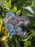 Matte STICKER: Wolf Skull and Blue Roses Acornandcrowstudio