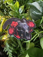 Matte STICKER: Goat Skull and Red Roses Acornandcrowstudio