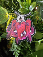 Matte STICKER: Bartholomew the Moth and Bleeding Heart Flowers Acornandcrowstudio