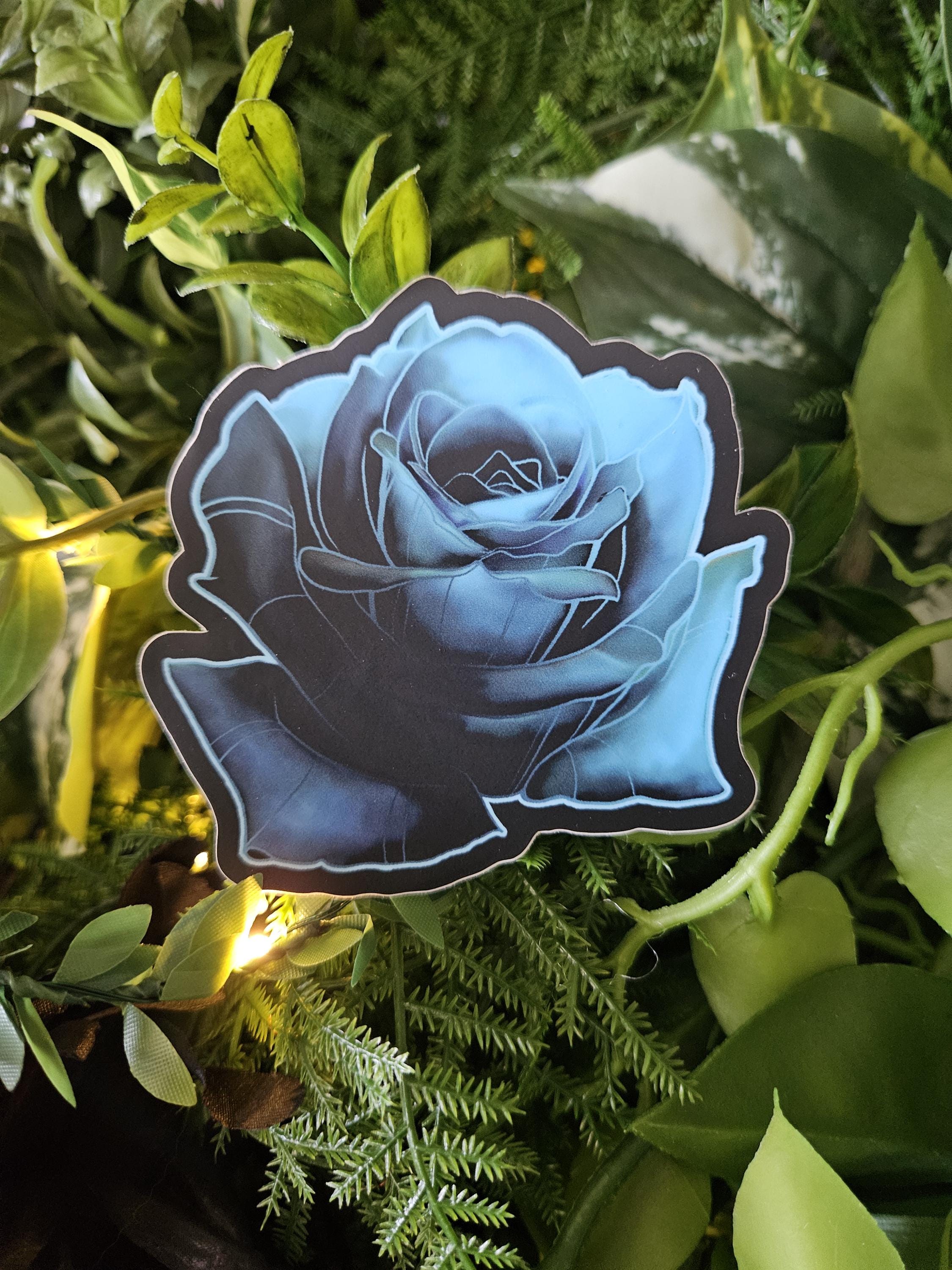 MATTE STICKER: Dark Blue Rose Acornandcrowstudio
