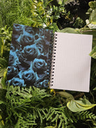 4x6 HANDMADE SPIRAL NOTEBOOK: Wolf Skull with Blue Roses Acornandcrowstudio