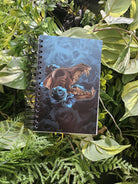 4x6 HANDMADE SPIRAL NOTEBOOK: Wolf Skull with Blue Roses Acornandcrowstudio