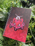 4x6 HANDMADE SPIRAL NOTEBOOK: Bartholomew the White Moth with Bleeding Heart Flowers Acornandcrowstudio