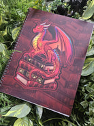8.5 x 11 HANDMADE SPIRAL NOTEBOOK: Gideon the Book Dragon Acornandcrowstudio