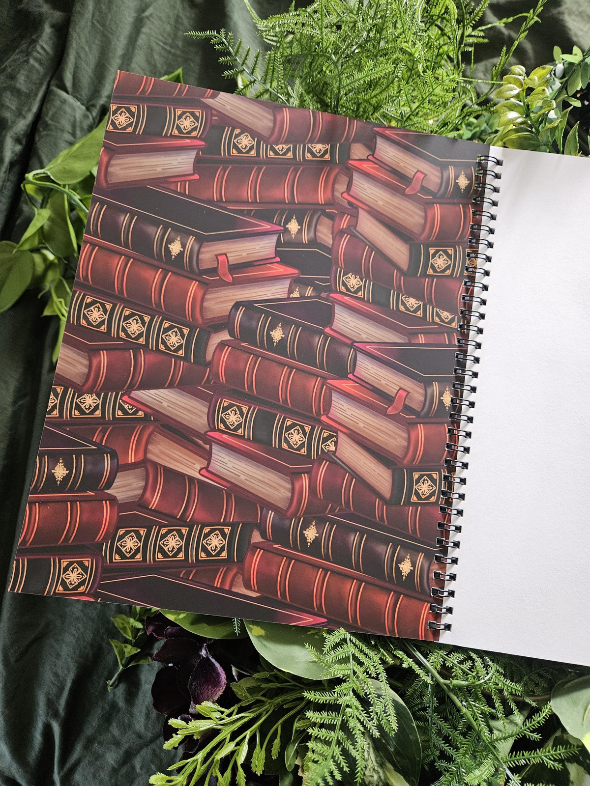 8.5 x 11 HANDMADE SPIRAL NOTEBOOK: Gideon the Book Dragon Acornandcrowstudio
