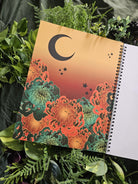 8.5 x 11 HANDMADE SPIRAL NOTEBOOK: Atlas Moth and Chrysanthemum Flowers Acornandcrowstudio