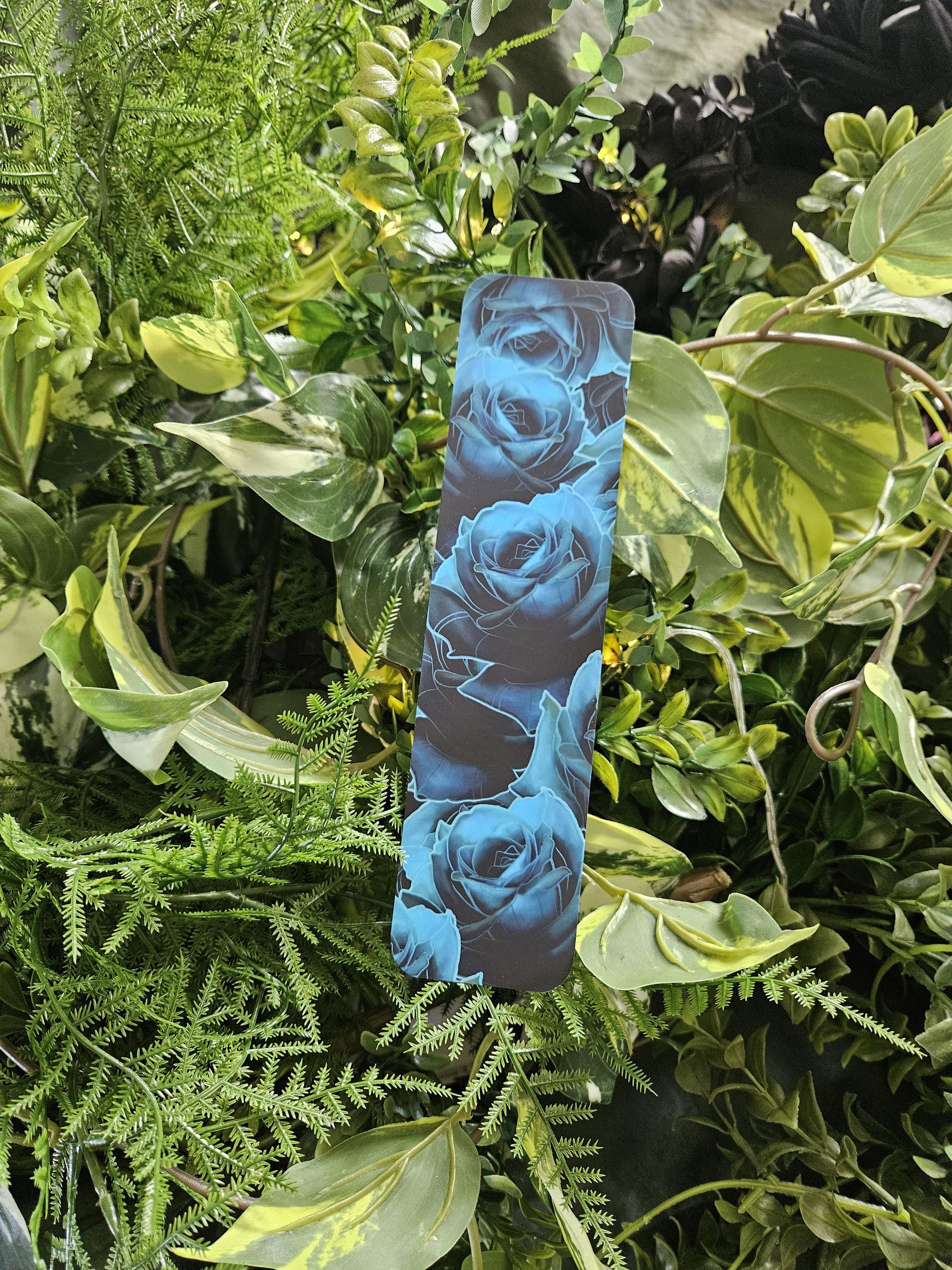 BOOKMARK: Dark Blue Roses Acornandcrowstudio