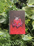 4x6 HANDMADE SPIRAL NOTEBOOK: Bartholomew the White Moth with Bleeding Heart Flowers Acornandcrowstudio