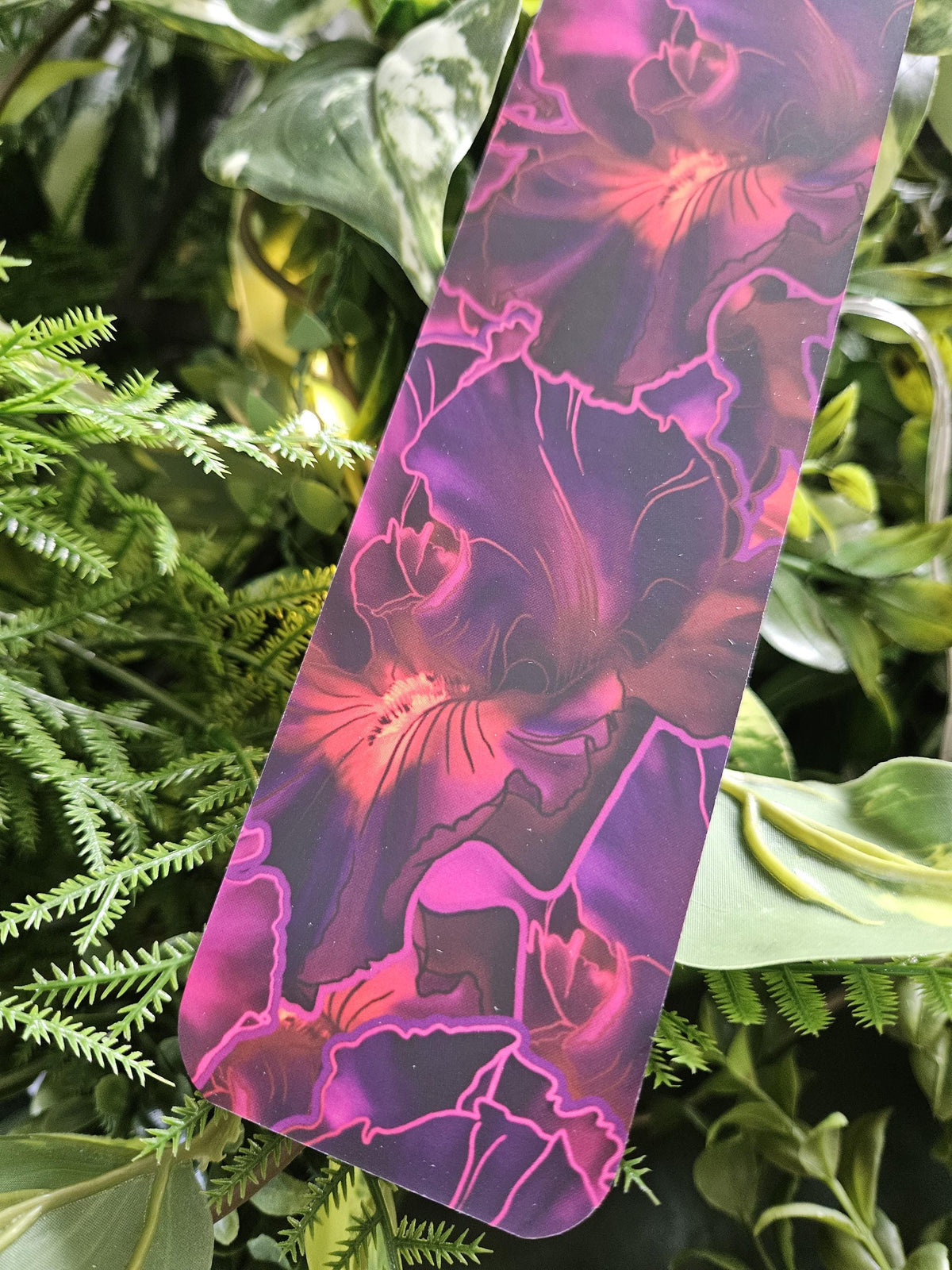 BOOKMARK: Purple Iris Flowers Acornandcrowstudio
