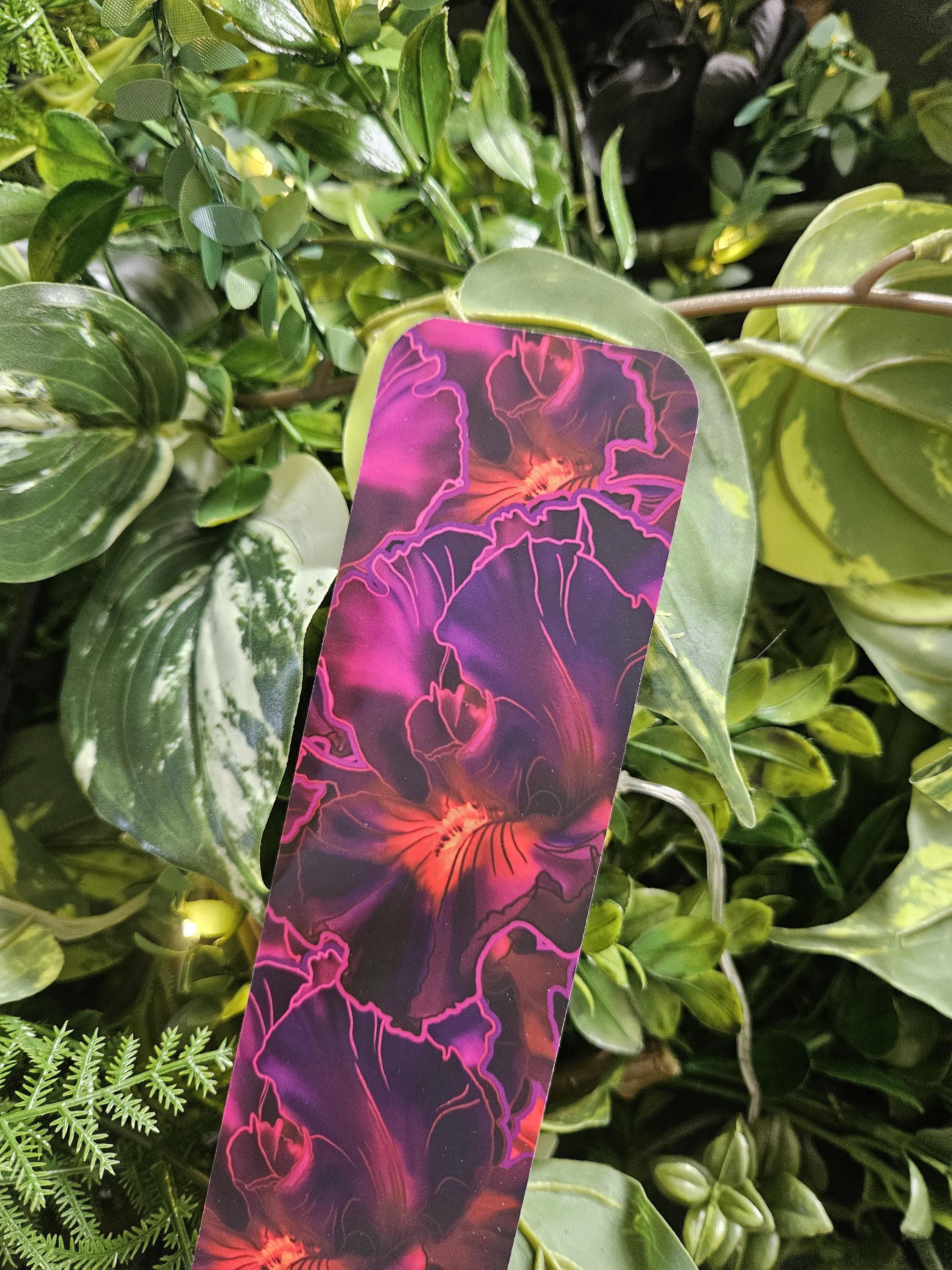 BOOKMARK: Purple Iris Flowers Acornandcrowstudio