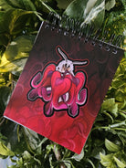 4x5 inches HANDMADE Top Bound SPIRAL NOTEBOOK: Bartholomew the White Moth with Bleeding Heart Flowers Acornandcrowstudio